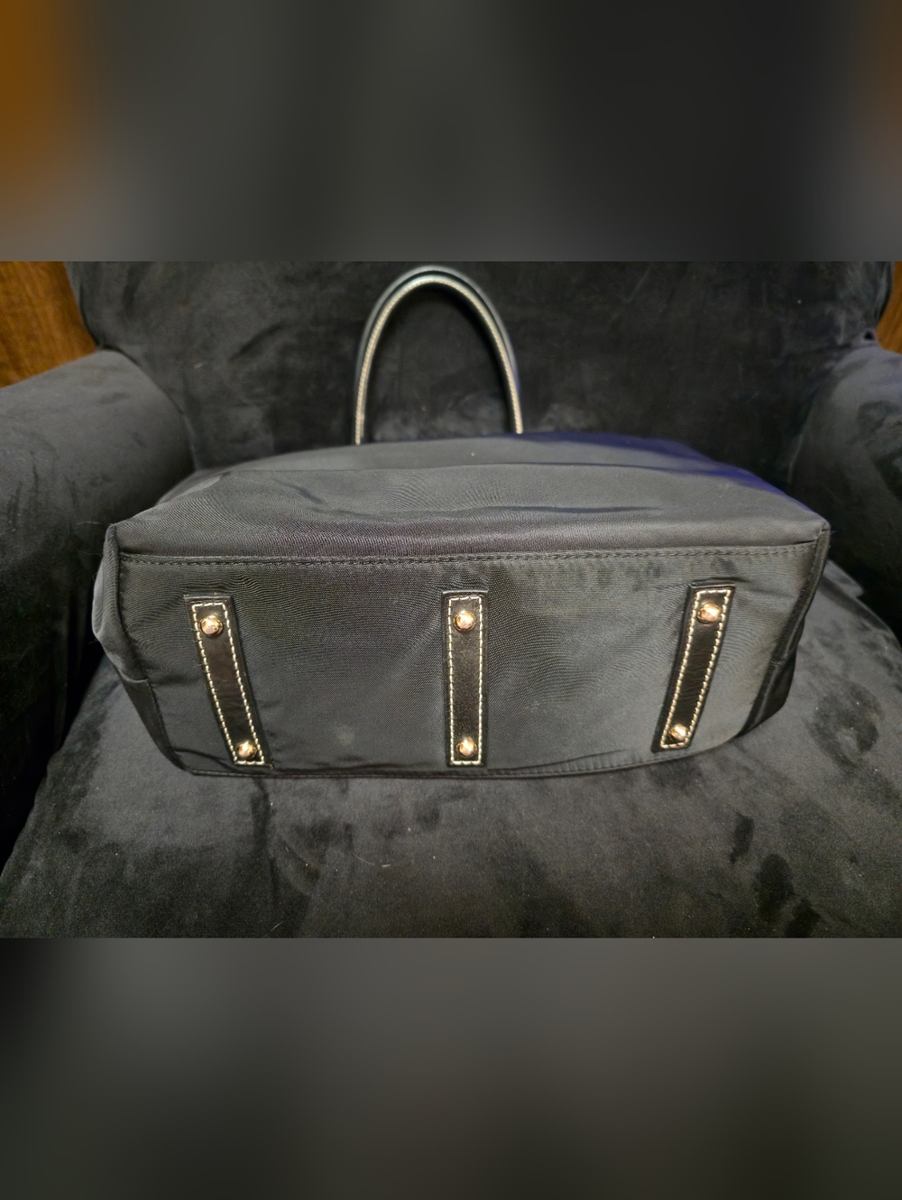 Dooney & Bourke Large Black Nylon Tote with Gold Zippers - Picture 3 of 5